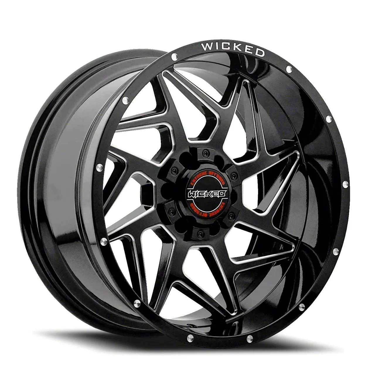 Wicked Offroad W932 Gloss Black Milled 6-Lug Wheel; 20x9; 0mm Offset (09-14 F-150)