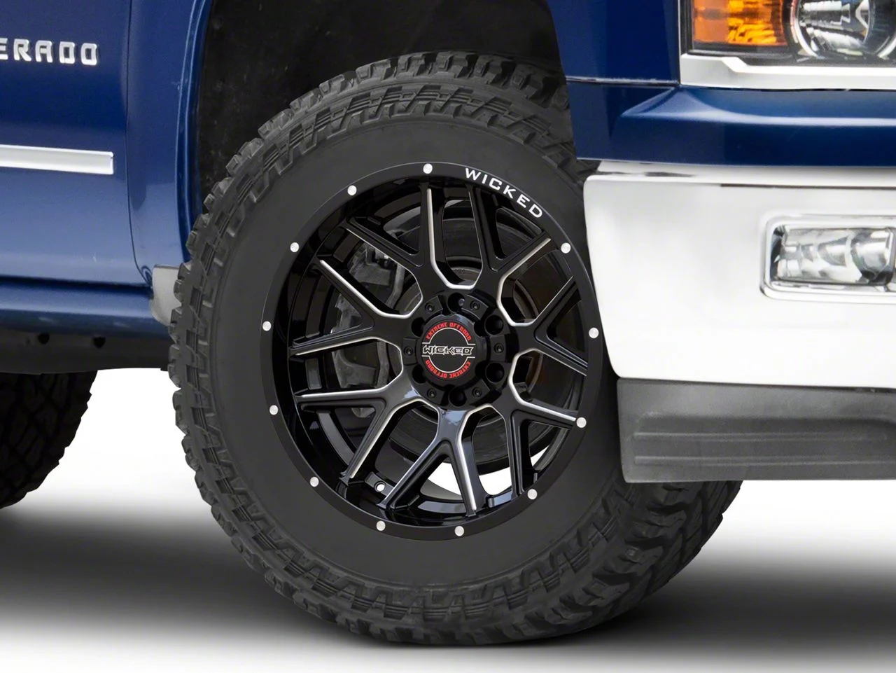 Wicked Offroad W903 Gloss Black Milled 6-Lug Wheel; 20x10; -19mm Offset (14-18 Silverado 1500)