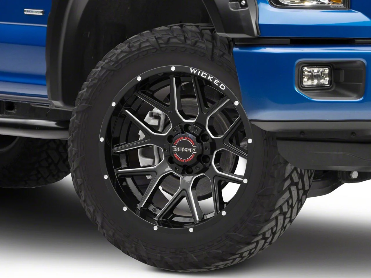 Wicked Offroad W903 Gloss Black Milled 6-Lug Wheel; 22x10; -19mm Offset (15-20 F-150)