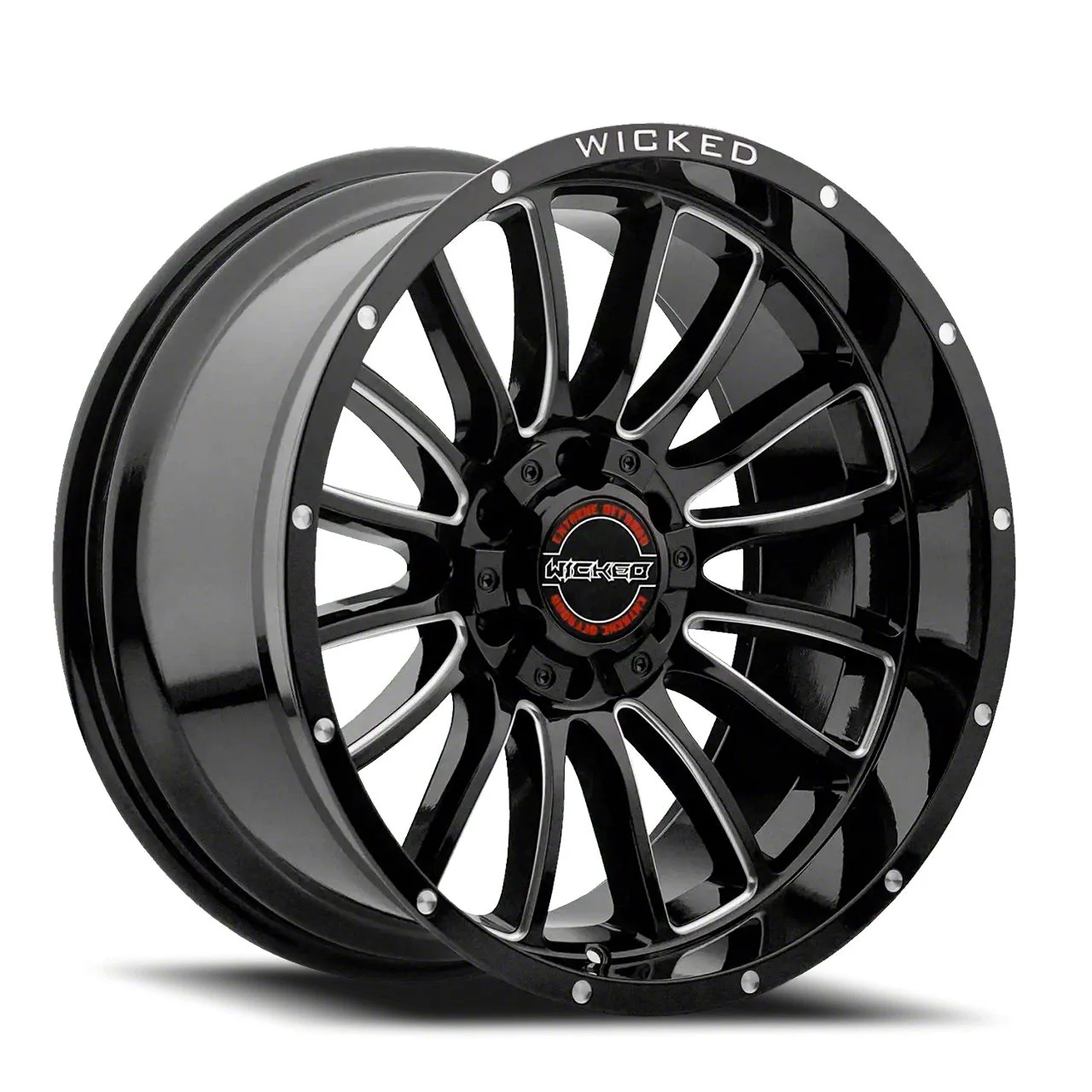 Wicked Offroad W908 Gloss Black Milled 6-Lug Wheel; 20x10; -19mm Offset (21-26 F-150)