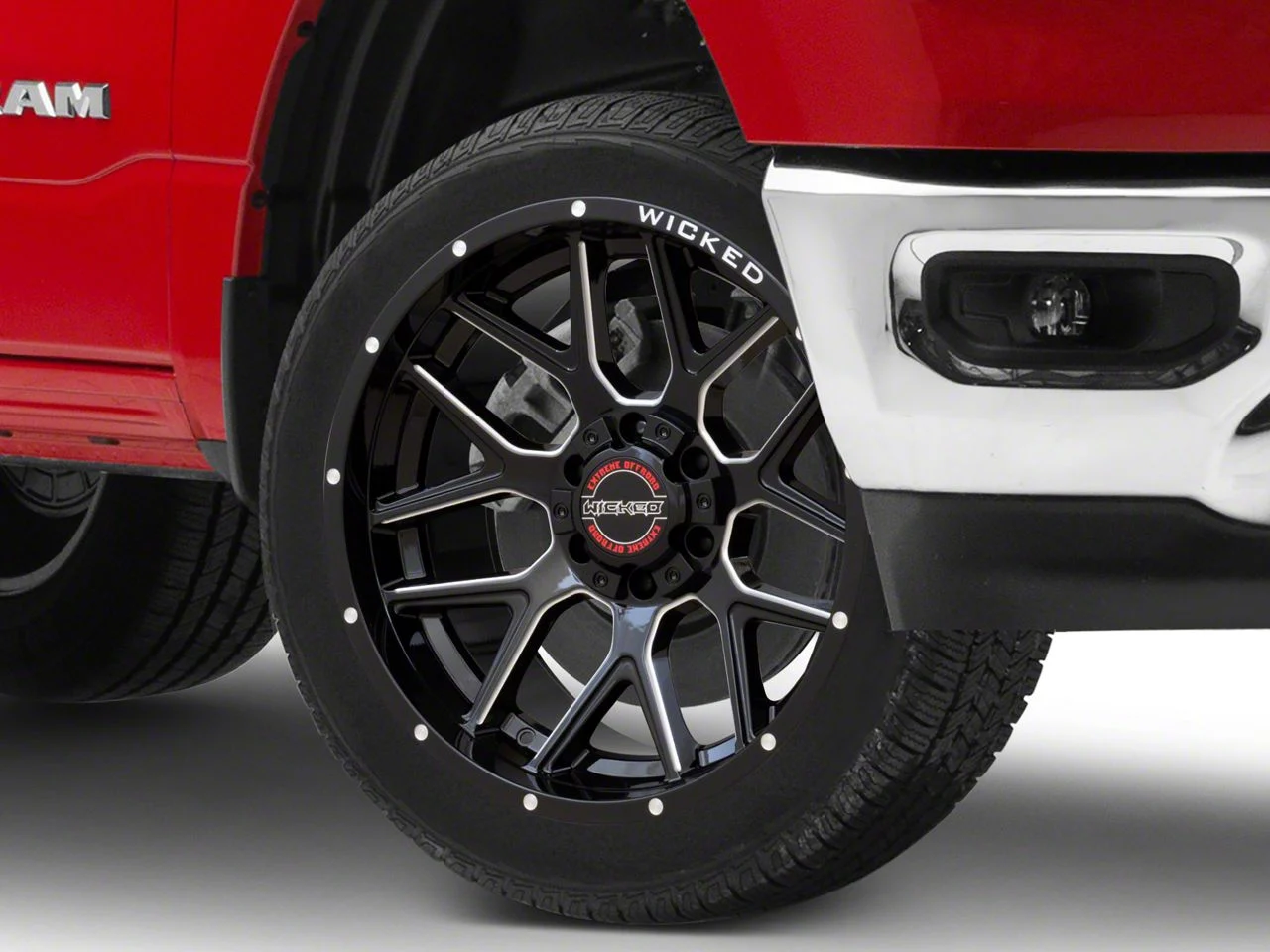 Wicked Offroad W903 Gloss Black Milled 6-Lug Wheel; 22x10; -19mm Offset (19-26 RAM 1500)