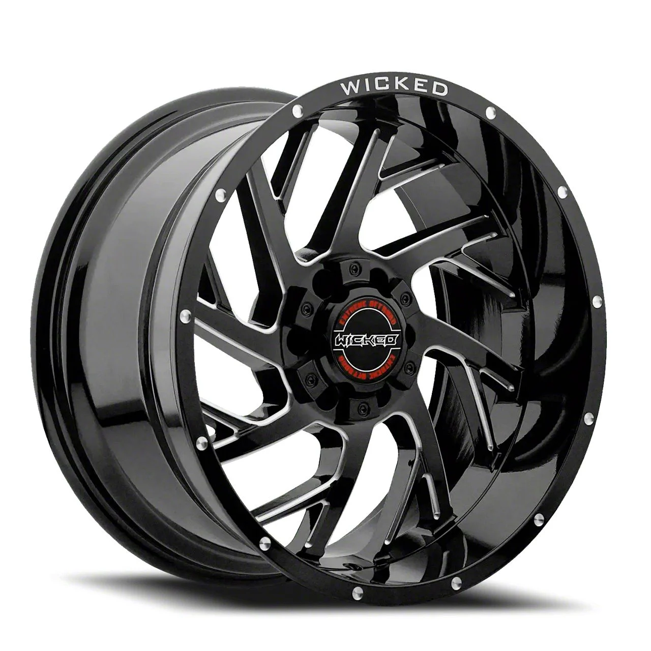 Wicked Offroad W930 Gloss Black Milled 6-Lug Wheel; 20x10; -19mm Offset (19-26 RAM 1500)