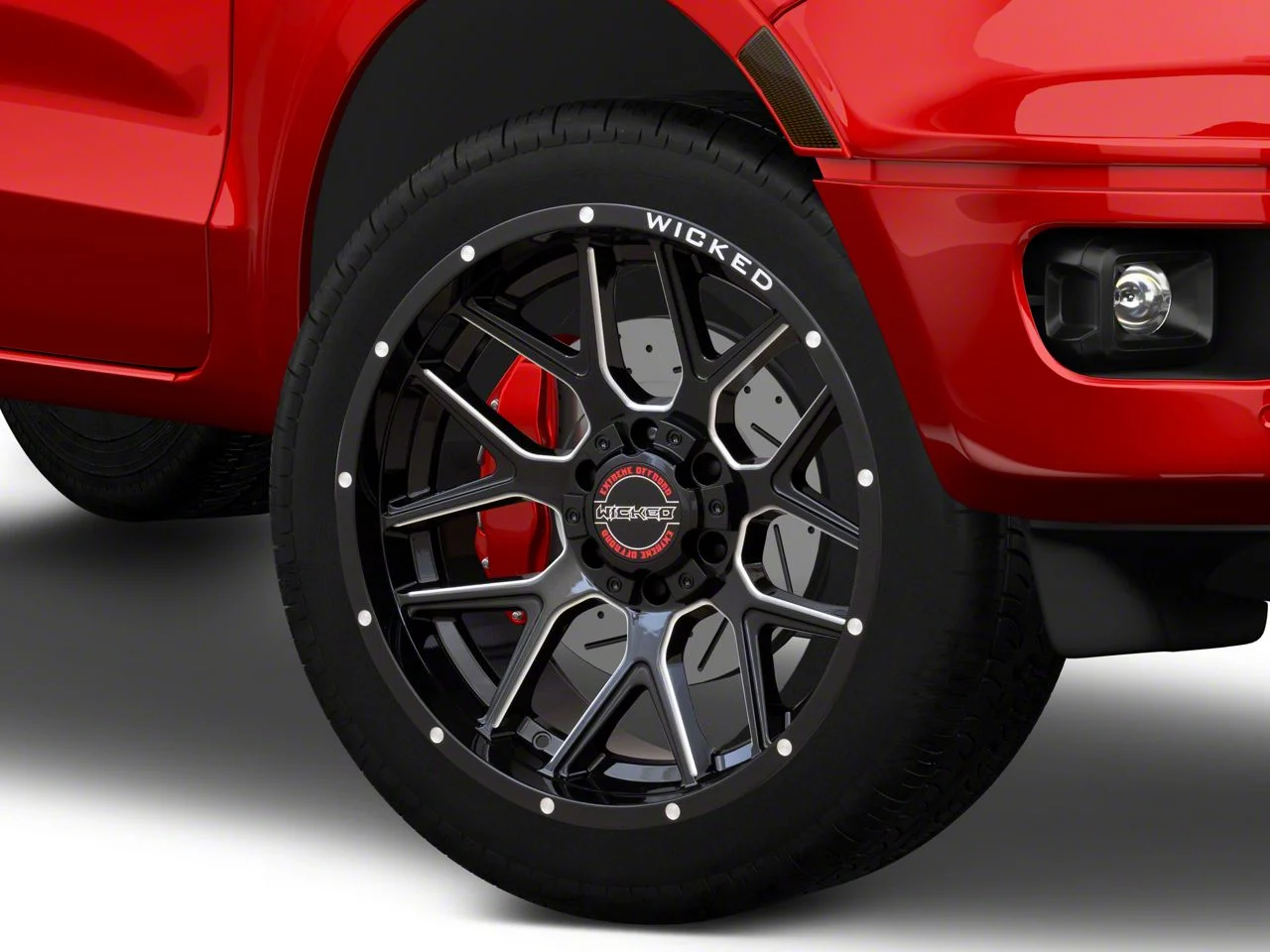 Wicked Offroad W903 Gloss Black Milled 6-Lug Wheel; 22x10; -19mm Offset (19-23 Ranger)