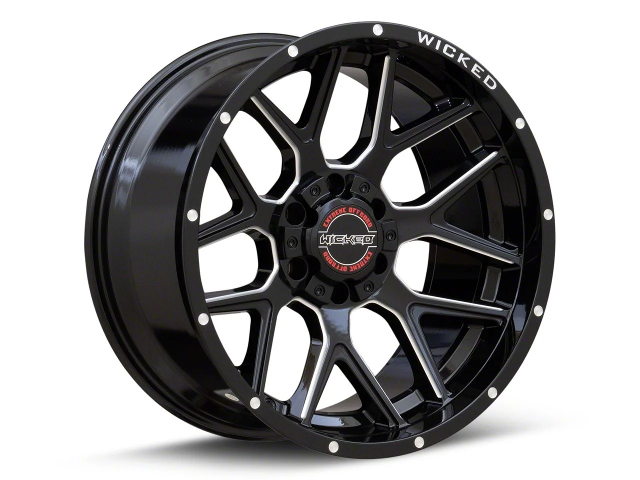 Wicked Offroad W903 Gloss Black Milled 6-Lug Wheel; 20x10; -19mm Offset (21-26 Tahoe)