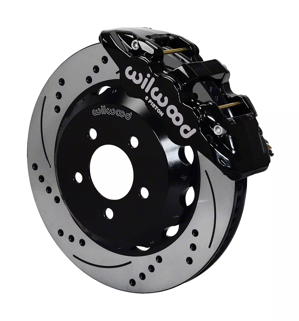 Wilwood AERO6 Front Big Brake Kit with 14.25-Inch Drilled and Slotted Rotors; Black Calipers (10-15 Camaro)