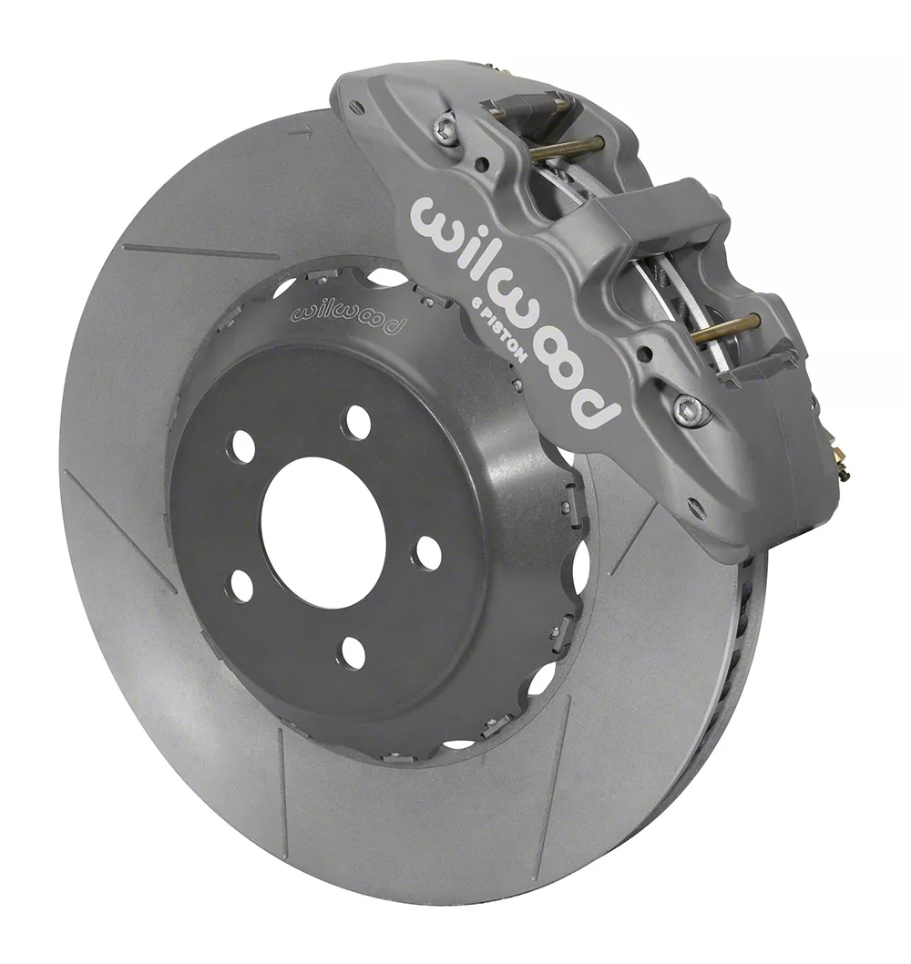 Wilwood AERO6 Road Race Front Big Brake Kit; Anodized Gray Calipers (15-23 Mustang)