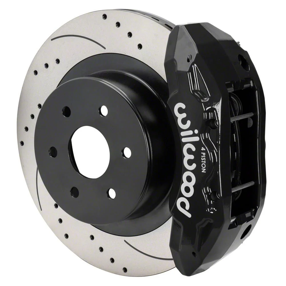 Wilwood Tactical Extreme TX4R Rear Big Brake Kit with 16-Inch Drilled and Slotted Rotors; Black Calipers (07-20 Tahoe)