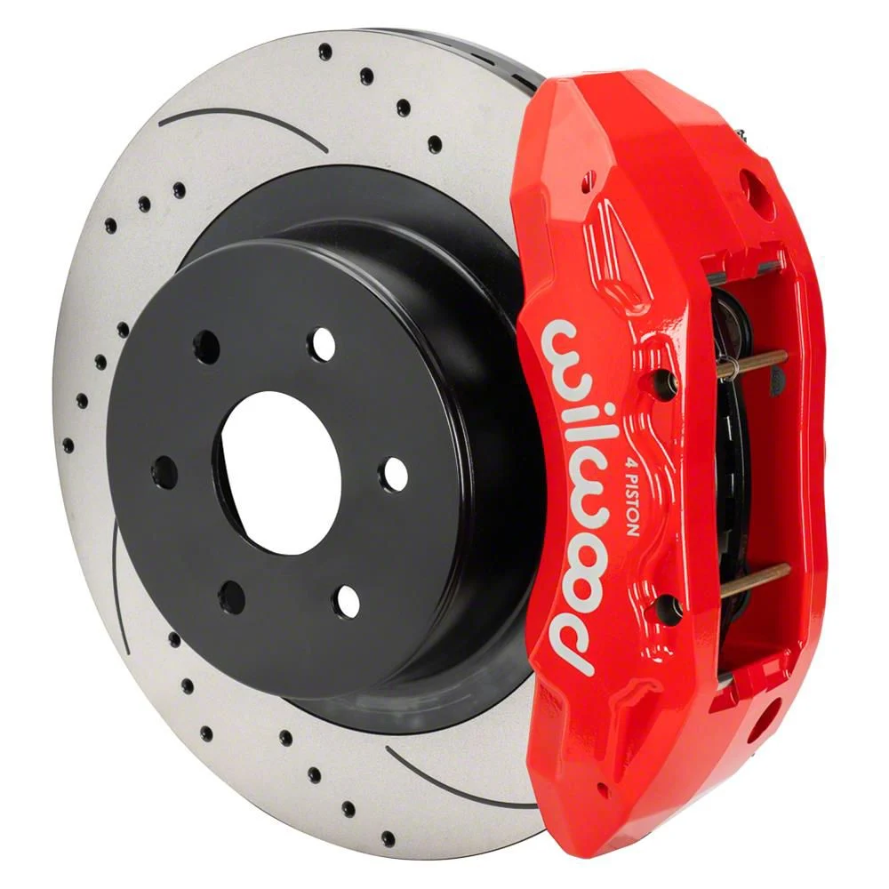 Wilwood Tactical Extreme TX4R Rear Big Brake Kit with 16-Inch Drilled and Slotted Rotors; Red Calipers (07-20 Yukon)