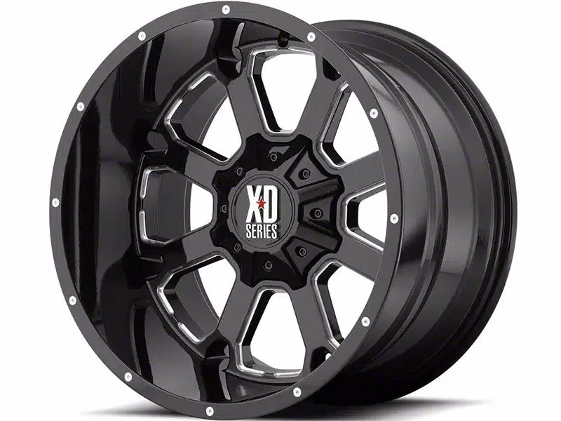 XD Buck 25 Gloss Black Milled 8-Lug Wheel; 20x10; -24mm Offset (20-26 Silverado 3500 HD SRW)