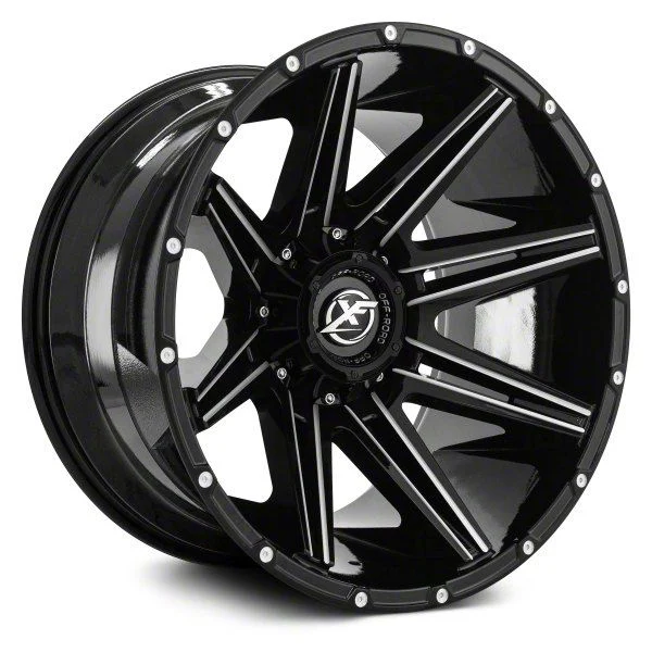 XF Offroad XF-220 Gloss Black Milled 8-Lug Wheel; 20x10; -12mm Offset (07-14 Sierra 2500 HD)