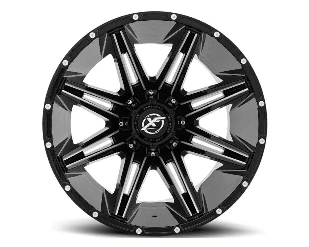 XF Offroad XF-220 Gloss Black Milled 8-Lug Wheel; 20x9; 0mm Offset (07-14 Sierra 2500 HD)