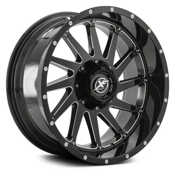 XF Offroad XF-216 Gloss Black Milled 6-Lug Wheel; 20x12; -44mm Offset (07-14 Tahoe)