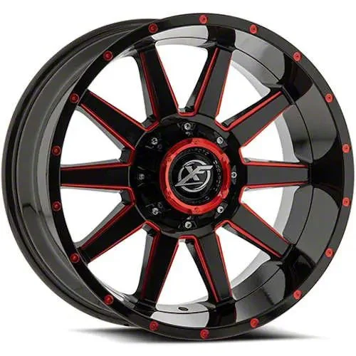 XF Offroad XF-219 Gloss Black Red Milled 6-Lug Wheel; 20x10; -24mm Offset (07-14 Tahoe)
