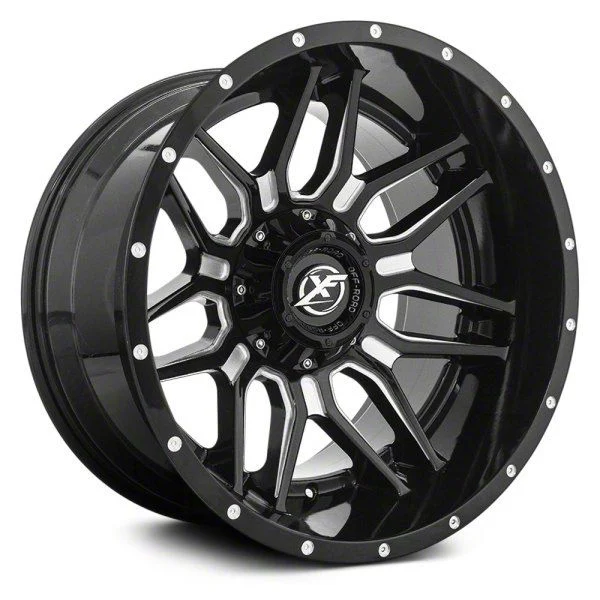 XF Offroad XF-222 Gloss Black Milled 6-Lug Wheel; 22x12; -44mm Offset (07-14 Tahoe)