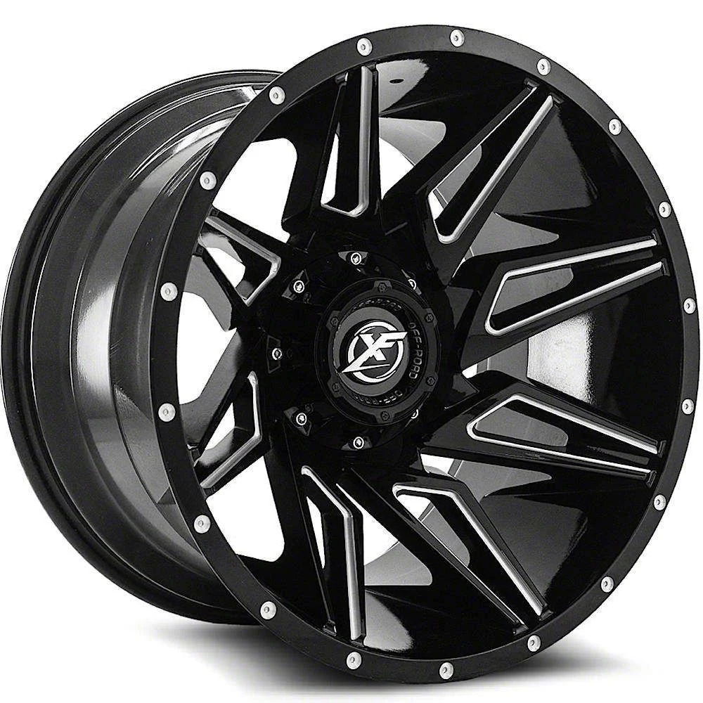 XF Offroad XF-218 Gloss Black Milled 8-Lug Wheel; 20x9; 12mm Offset (07-14 Sierra 3500 HD SRW)
